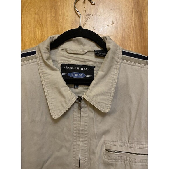 North Bay B.BM Sportswear Cotton Beige Jacket Coat Mens Size L Vintage - Picture 6 of 16